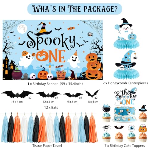 Halloween 1st Birthday Decorations Kit - Blue Spooky One Party Supplies
