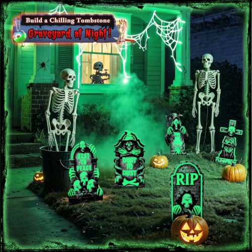 Glow in The Dark Halloween Tombstones Set - 23.6 Inch, 5 Pack Yard Decorations