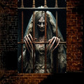 Halloween Prison Bride Window Decoration 31x47 Inch Spooky Scene Cover