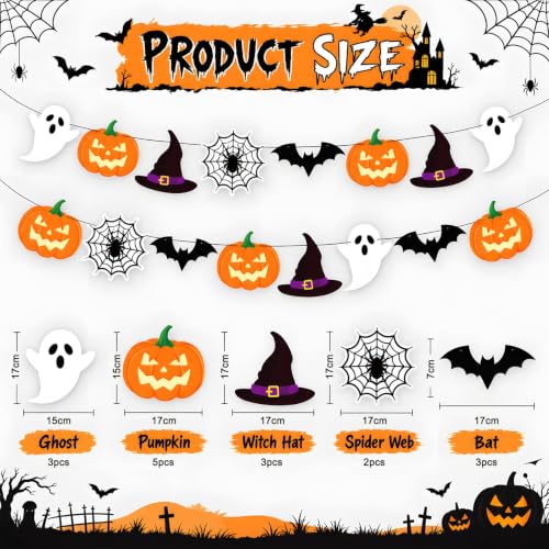 Halloween Hanging Banner - Pumpkin Ghost Bat Witches Web Decor - Halloween Variation