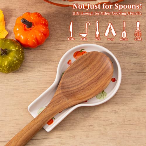 Ceramic Pumpkin Spoon Rest - Fall Utensil Organizer, Orange, 1PC - Pumpkin Variation