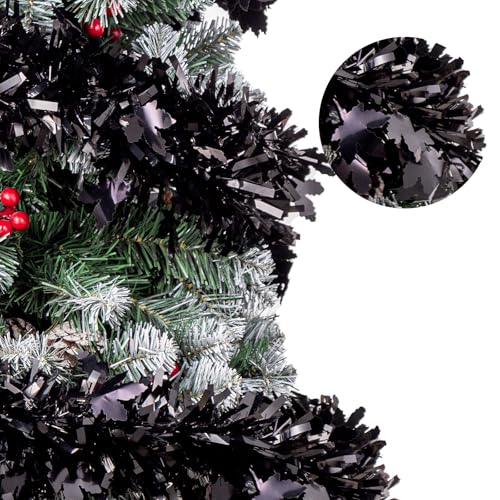 33FT Black Maple Leaf Tinsel Garland for Halloween & Fall Decorations