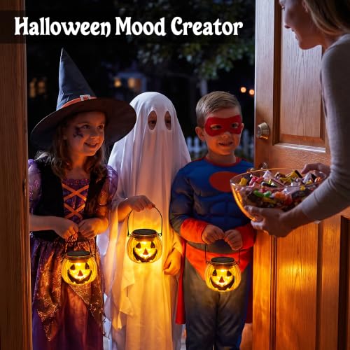 Halloween Pumpkin Solar Lantern 2 Pack - Glass Hanging Outdoor Light