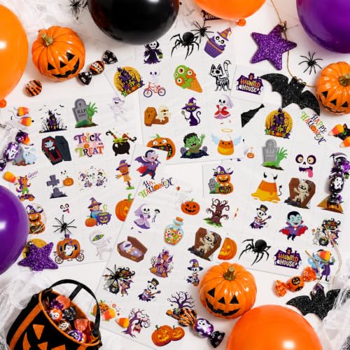Halloween Temporary Tattoos for Kids - 140 Pack Trick or Treat Party Favors