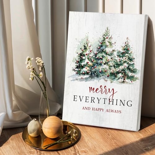 Christmas Tree Wall Art Decor Canvas Framed 16x24 - Merry Everything