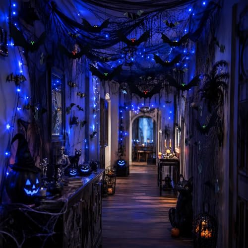 Halloween Bat Ceiling Decoration Kit - 65 Pcs Indoor Wall Hanging & Wall Stickers