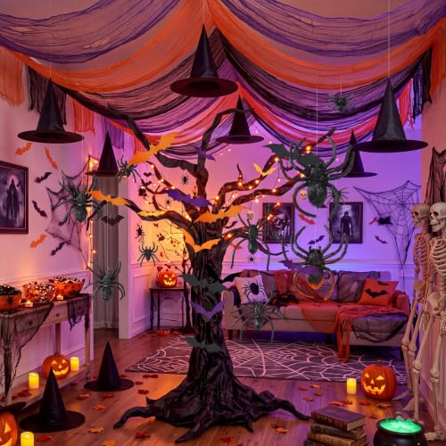 Halloween Decorations Kit - 167pcs Spooky Classroom Party Decor with Bats Spiders & Witch Hats - Variation: Halloween