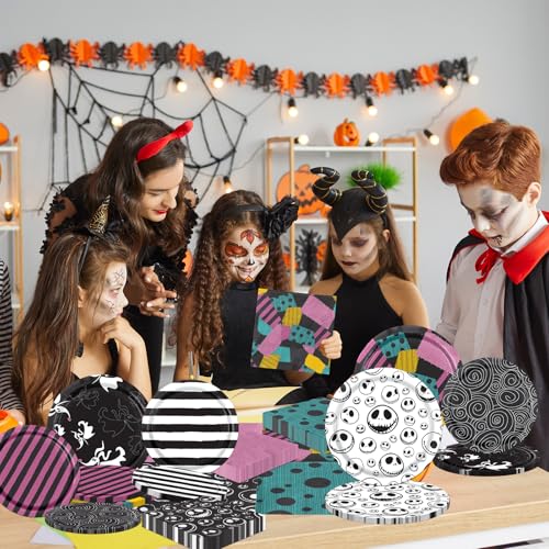 Halloween Party Plates and Napkins Set - Nightmare Theme, 60 Pieces