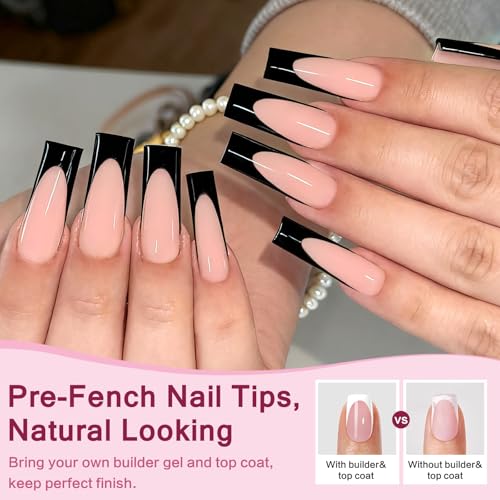 AddFavor 168pcs French Tip Press-On Nails Extra Long Square Nude Pink with Variation C