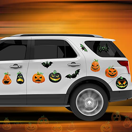 Halloween Car Magnets Set - 18 Luminous Magnetic Stickers for Decorations