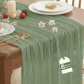 10Ft Sage Green Cheesecloth Table Runner for Birthday Party & Home Decor - 6 Pack