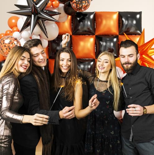 Orange and Black Balloon Wall Backdrop with Square Balloon Arch Kit - 152pcs