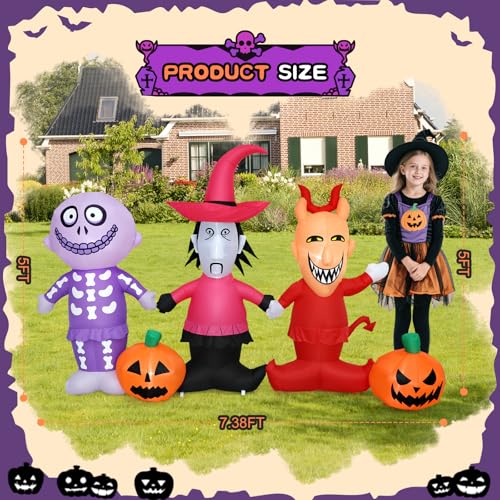 5 Ft Halloween Inflatable Yard Decoration with LED Lights - Spooky Outdoor Halloween Decor