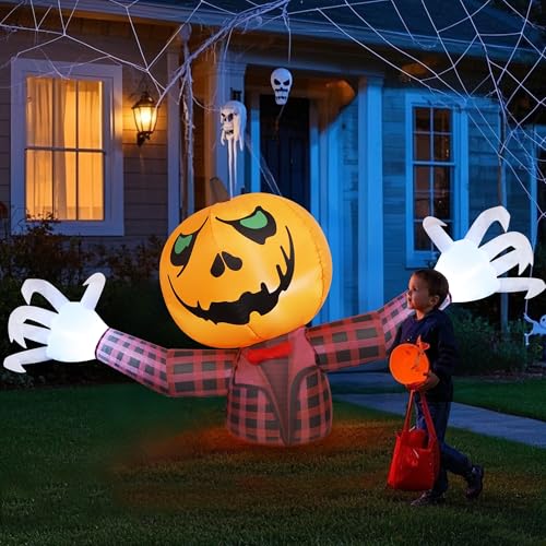 7FT Halloween Inflatable Pumpkin Ghost Decor for Yard Outdoor Party