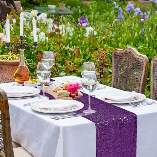 Purple Sequin Table Runner 12 x 72 Inches - Pack of 10, Wedding & Party Decor