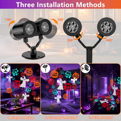 Halloween Projector Lights Outdoor Dual Head Animated Decorations with Timer - Kitloo