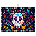 Sugar Skull Dish Drying Mat for Kitchen Counter - Microfiber Absorbent & Reusable