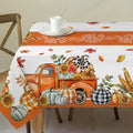 Fall Tablecloth 52x70 Inches - Orange Truck Design, Fade Resistant, Spill-Proof
