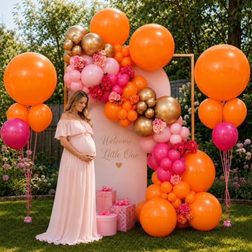 Large Orange Balloons 18 Inch - 12 Pack with Ribbons for Party Decorations