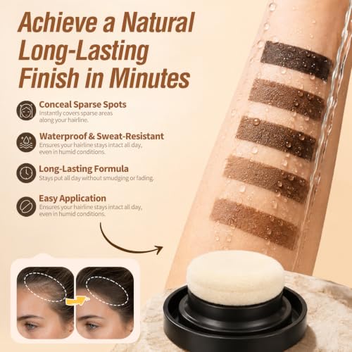 Sevich Hairline Powder - Root Touch Up for Gray Coverage & Bald Spots - Dark Brown, 0.14oz - Waterproof & Sweatproof