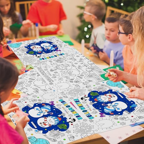 Winter Coloring Placemats for Kids - 45pcs Holiday Printable Table Mats
