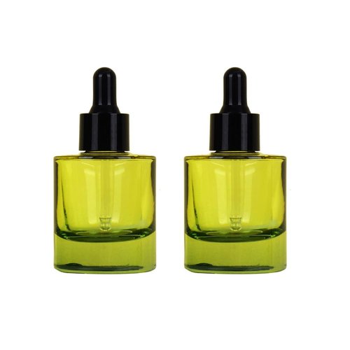 VASANA 2-Pack 30ML/1oz Glass Dropper Bottles, Green, Leakproof, Reusable, Travel, Camping, Personal Care, Essential Oils, Lotions, Perfumes, Cosmetics