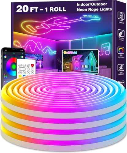 20Ft RGB LED Neon Rope Lights Waterproof Outdoor & Indoor Decor