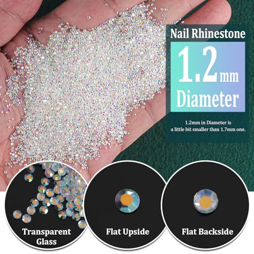 Mini AB Rhinestones for Nail Art 15000PCS 1.2mm Pixie Crystals - Iridescent Glitter