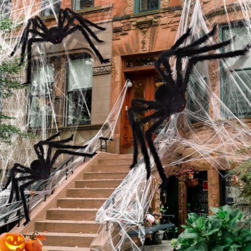 10FT Giant Black Hairy Spider Halloween Decoration - Creepy Outdoor Prop