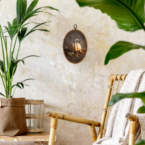 Vintage Rustic Pumpkin Fall Oval Wall Art - Fall-27 8.6x11.4 Inches