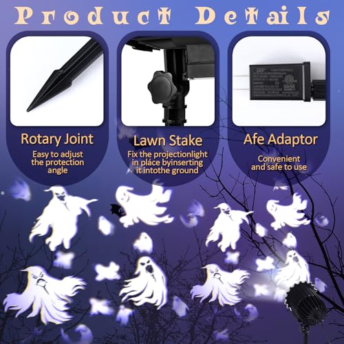 Halloween Ghost Projector Light with LED Film Slides - Spooky Home Decor