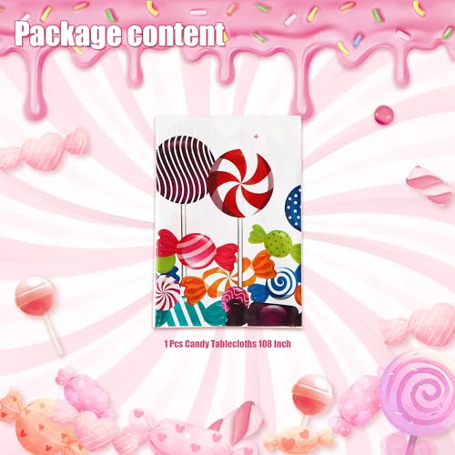 Candy Theme Plastic Table Cover - 7x5 Inches, Lollipop Design, Disposable Party Tablecloth