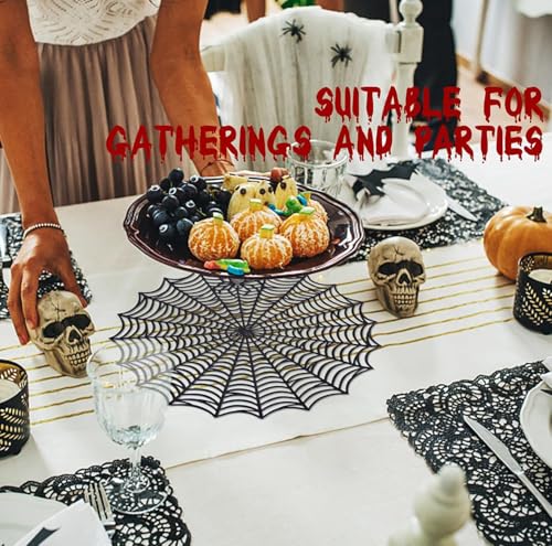 Halloween Spider Web Placemats Set of 4 - Black Non-Slip Heat Insulation Table Mats