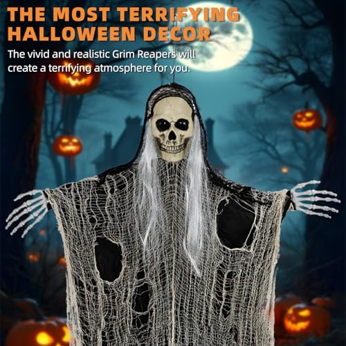 3PCS Halloween Hanging Ghosts Skeleton Decor for Indoor Outdoor Spooky Scene