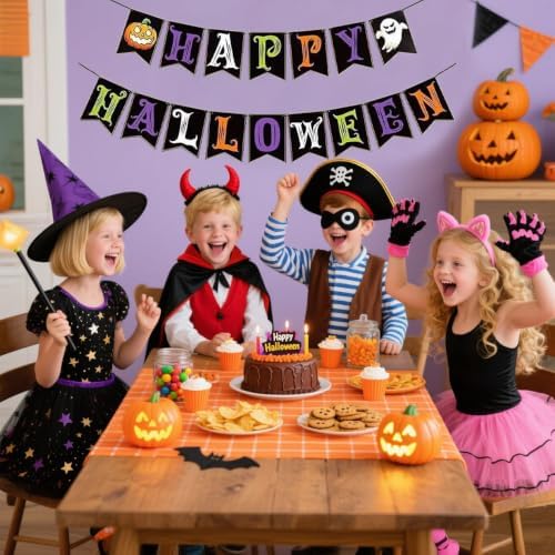 Halloween Banner and Garland for Party Decorations - Spooky & Reusable