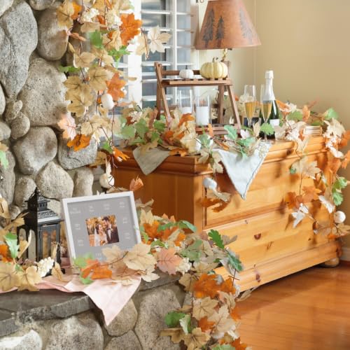 5 Pack Fall Leaf Garland with Lights 29.5Ft Maple Leaves String Lights Autumn Decor