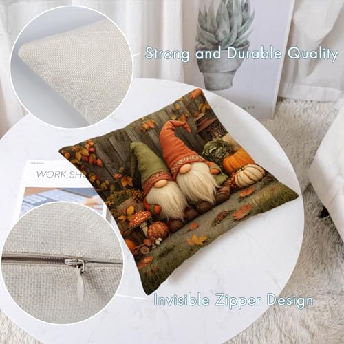 Fall Throw Pillow Covers 14x14 Set of 4 Pumpkin Sunflower Gnome Autumn Farmhouse