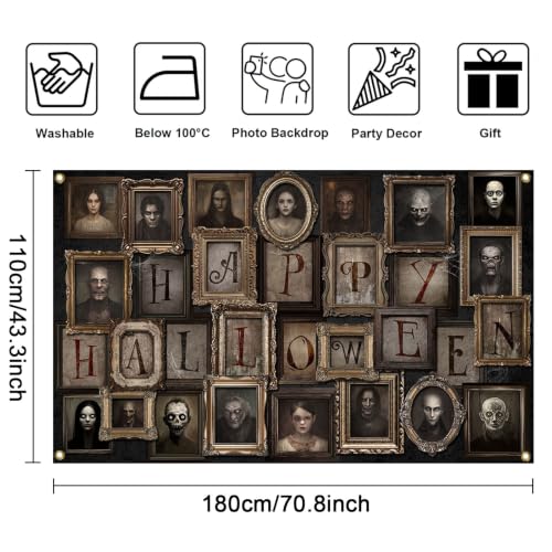 Halloween Portrait Banner - Black, 70.8x43.3 Inch, Durable Polyester