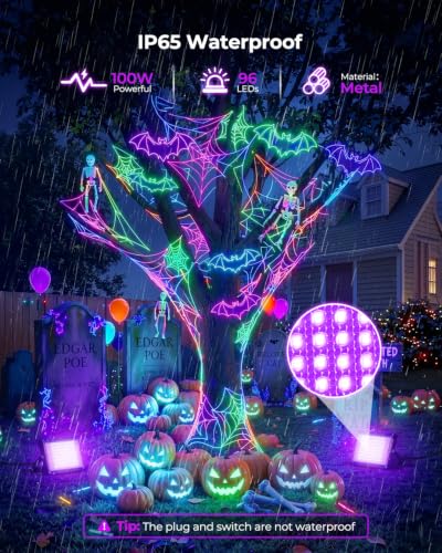 Black Light LED 100W Blacklight for Glow Party Halloween - 4 Pack - Black