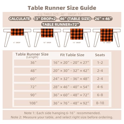 Joyfol Day Halloween Orange Buffalo Plaid Table Runner 13x60 Inch Fall Decor - Black & Orange