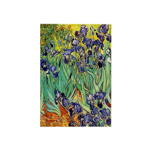15x22 Hand Towel with Van Gogh Irises Artwork - Microfiber Cotton Blend
