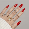 30Pcs Almond Press On Nails - Supremely Fit & Natural Soft Gel Almond Nails,15 Sizes, Reusable Fake Nails Kit with Gift Box for Women (Warm Red)