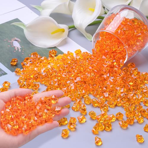 Orange Acrylic Gems Vase Fillers 500PCS - Irregular Plastic Diamonds for Decor
