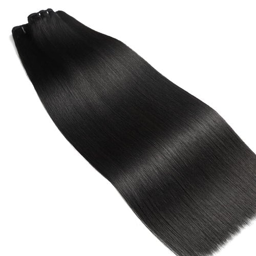 FMIDKOU 12A Straight Human Hair 8 10 12 Inch Human Hair bundles Unprocessed Brazilian Hair 3 Bundles Raw Human Hair Extensions Quick Weave Natural Color