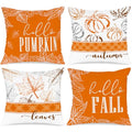 Fall Pillow Covers Set of 4 - 24x24 Inch Autumn Cushion Cases for Thanksgiving & Halloween - Orange / 24"x24"