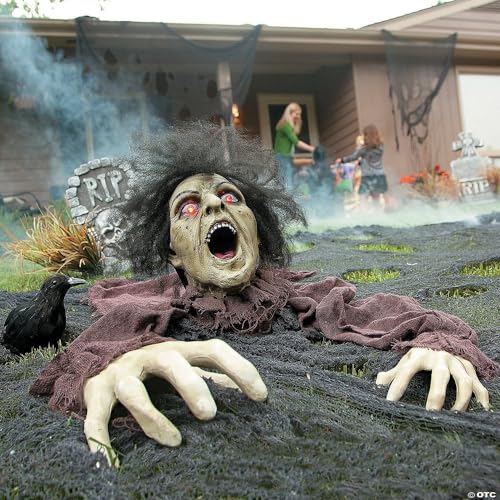 Clawing Zombie Groundbreaker Halloween Yard Decoration with LED Eyes - 10x25 Inches