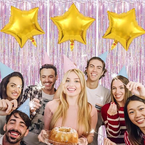 Gold Foil Star Balloons - 10PCS 18 Inch Helium Mylar Decorations for Weddings & Parties