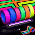 UV Black Light Bar with Neon Gaffer Cloth Tape Set for Glow Parties