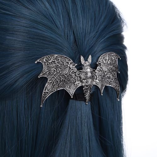 Halloween Bat Wing Hair Clips - Gothic Silver Hair Barrettes, Style 9