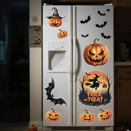 Halloween Window Clings Set - 16 Vinyl Stickers for Fall Party Home Decor